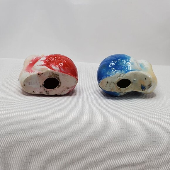 VTG 50's Ceramic Snail Miniature Figurine Red & Blue Bow Tie Kitschy Decor RARE - Picture 7 of 9